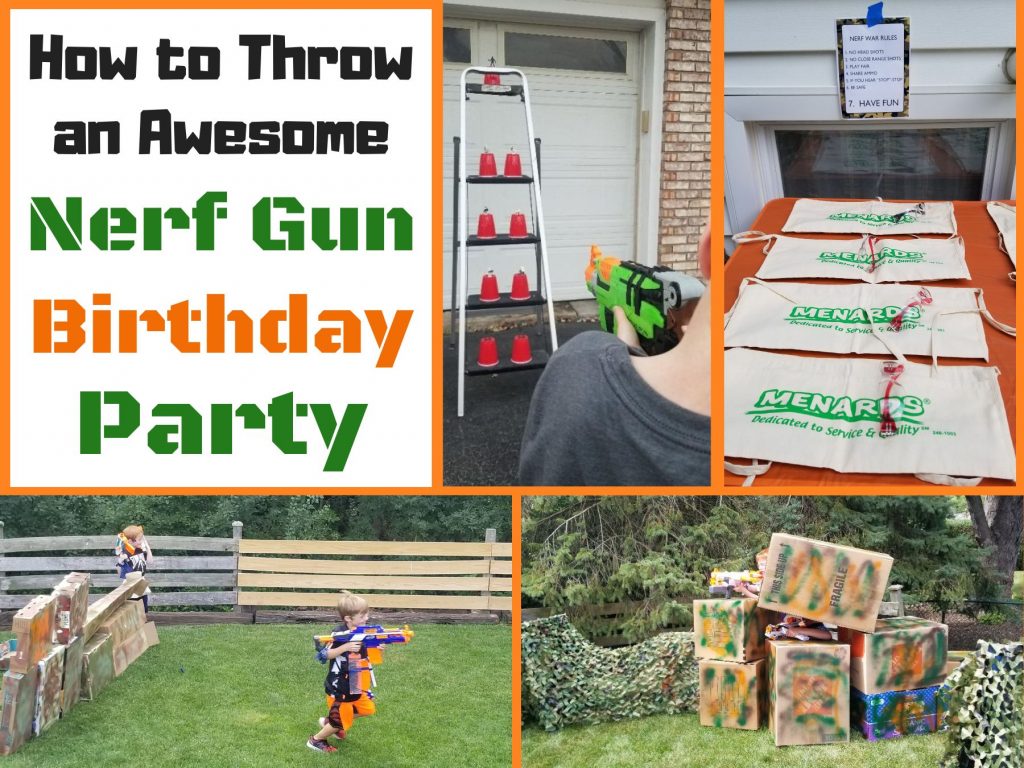 How to Throw the Best Nerf Wars Birthday Party. A Nerf gun party with DIY Targets, capture the flag, Nerf Games, decorations, free printables, party favors and more. Everything you need to throw a fun party the kids will ever forget!