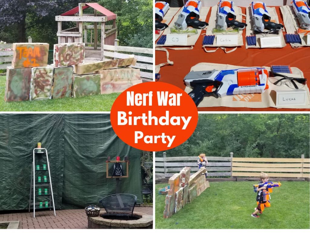 Host an awesome Nerf Gun Party birthday party. Kids will love the Nerf Theme and playing capture the flag.