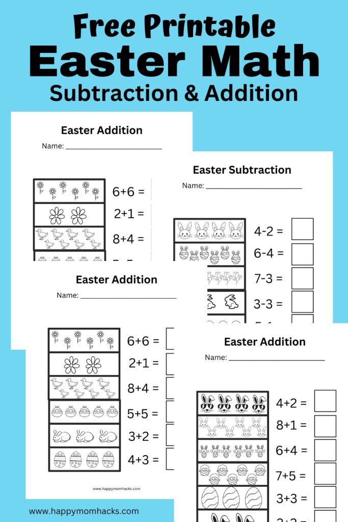 Easter Math Worksheets for preschool and Kindergarten students. A fun Easter holiday activity in school or at home.