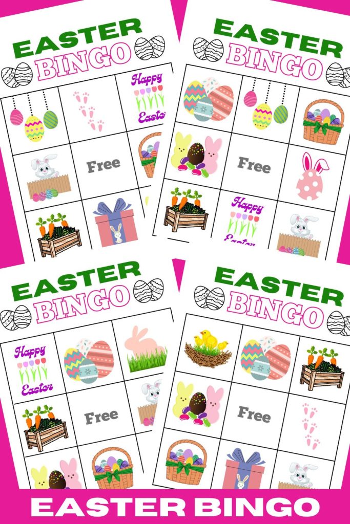 9 Easter Bingo Games and Calling cards. A run printable Easter game for kids to play at Easter parties, classrooms or at home.