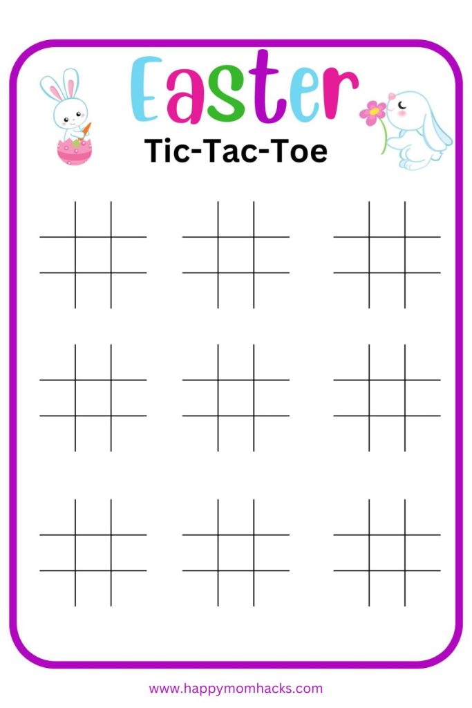 Need an easy Easter Game? Grab this Easter Tic-Tac-Toe printable to entertain the kids at Easter parties, or classroom parties. Just print this classic game and play!