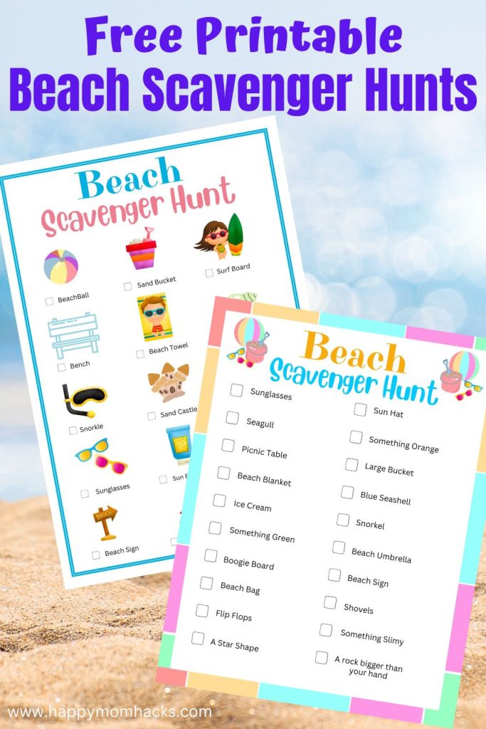 Fun Free beach scavenger hunts for kids with a picture scavenger hunt for preschool age kids and checklist scavenger hunt elementary age kids, tweens & teens. Great beach ideas to find & entertain the whole family with this fun beach activity or beach game. Just print and play on beach vacations.