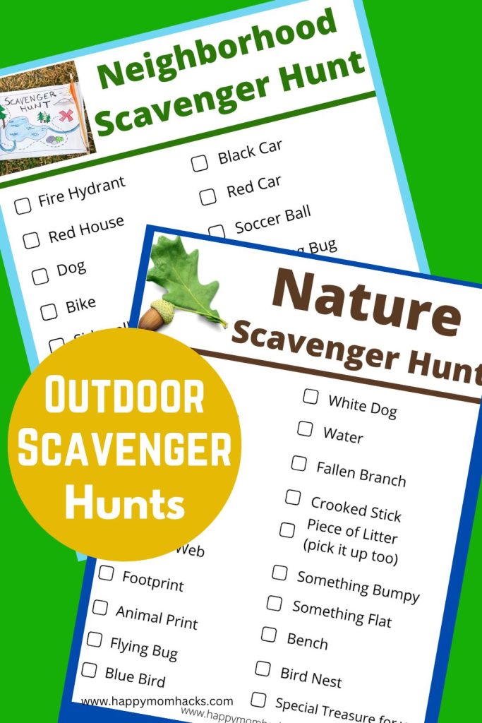 Fun free printable Nature Scavenger hunt and Neighborhood Scavenger Hunt for kids. A great way to get your kids outside with a fun outdoor scavenger hunts.