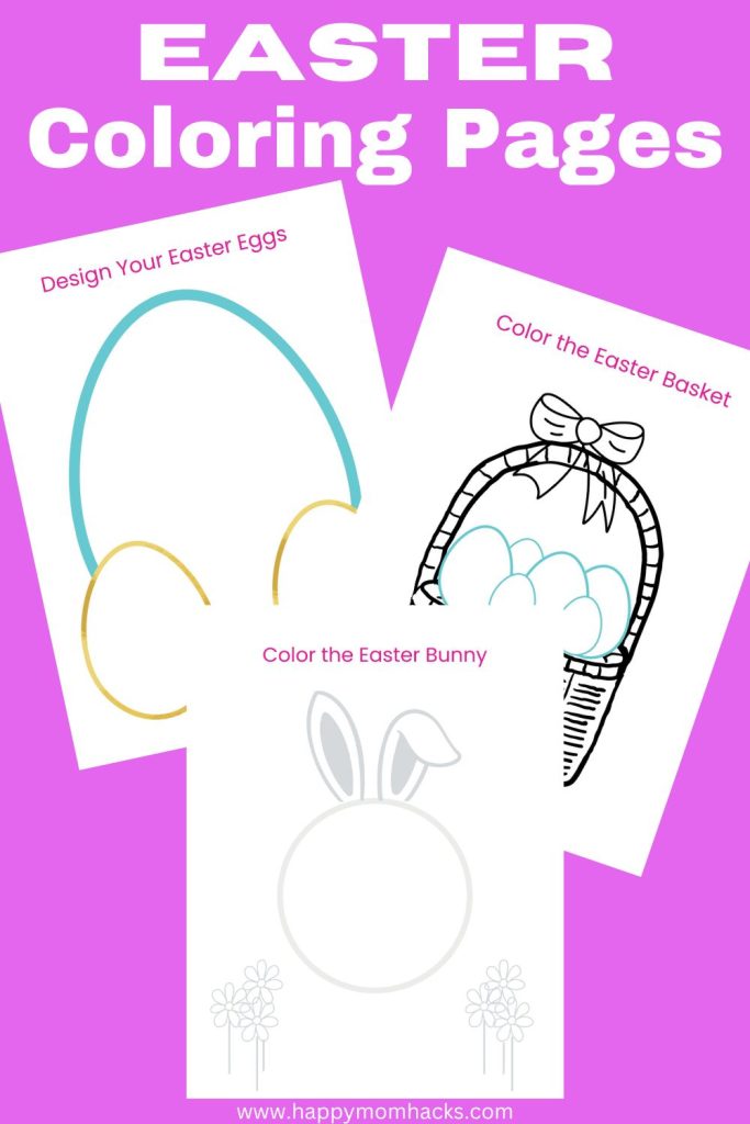 Entertain kids on Easter with printable Easter coloring pages. Kids can color an Easter Bunny, Easter basket, and design their own Easter eggs. A great Easter activity for church, classrooms or at Easter parties.