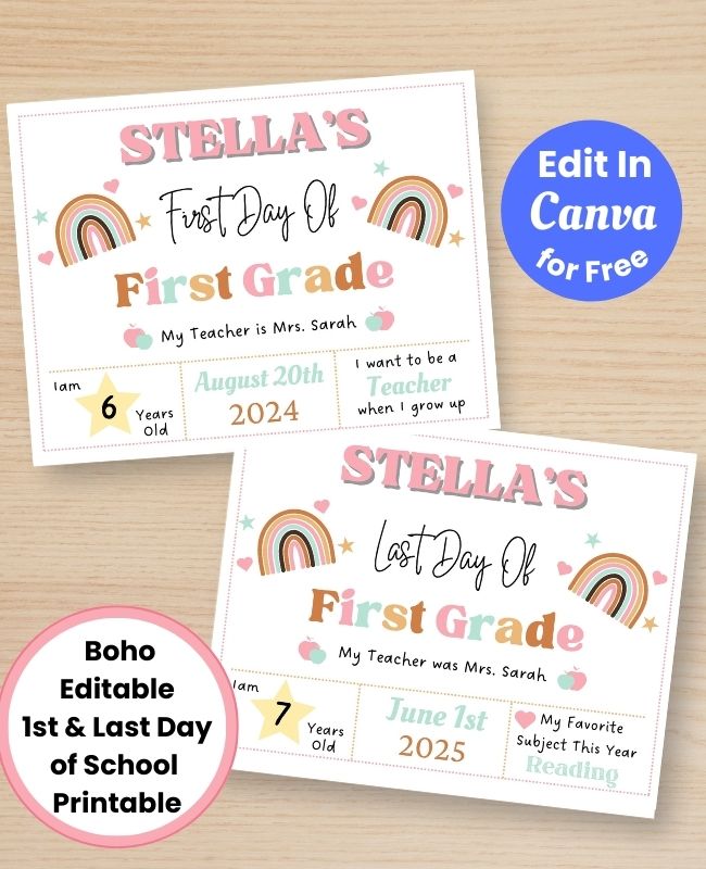 Editable First Day of School and Last Day of School Sign for Back to school photo props.