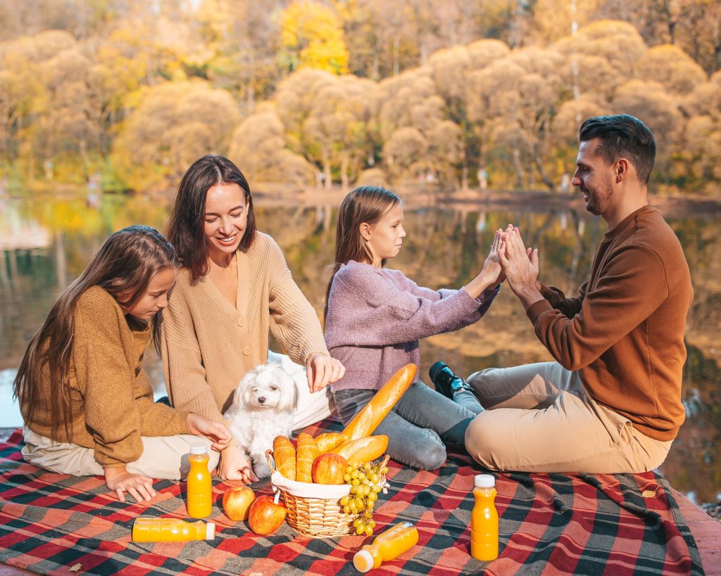 A free & fun thing to do this fall is go on a fall picnic. Layout a picnic blanket and pack food to eat while enjoying the fall foilage.