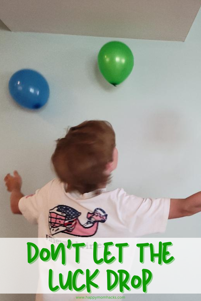 A St. Patrick's Day Keep It up game with players keeping 2-3 balloons up in the air at once for a 60 second challenge. A fun & easy St. Patrick's Day Minute to Win it game for kids, teens and adults.