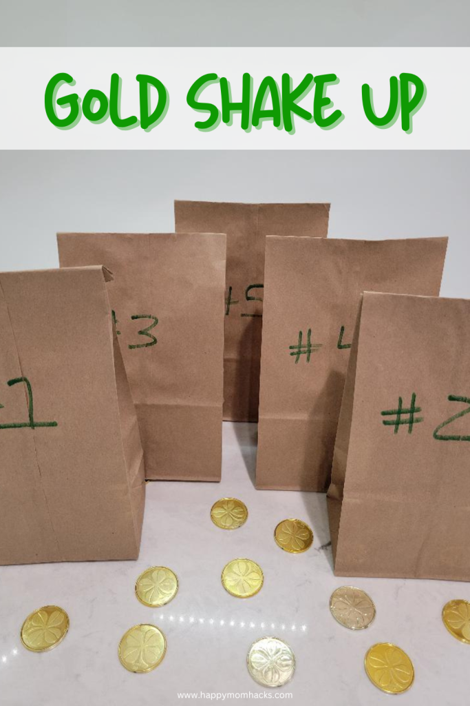 Challenge your St. Patrick's Day party guest to guess how many Chocolate gold coins are in each bag. A fun Minute to Win it game for St. Patrick's Day parties or classroom games.