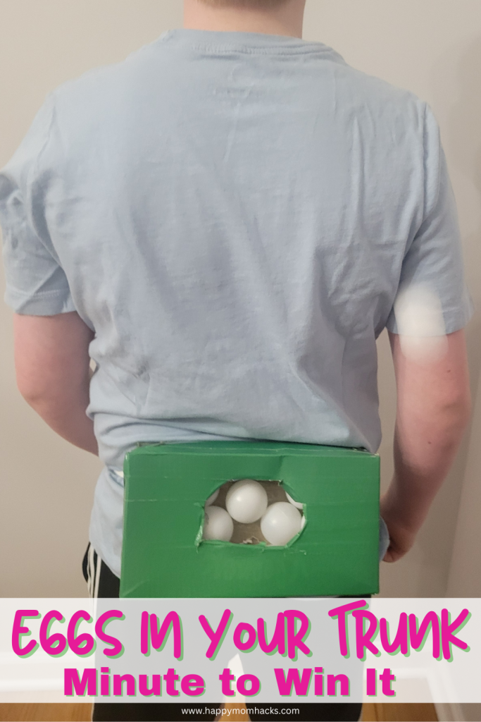 Easter Junk in Your Trunk Minute to Win It games to play with kids, teens and adults at Easter Parties. A hilarious Easter game the whole family can play on Easter sunday, at classroom parties, Sunday school or church games. All ages will have a blast with this 60 Second Challenge on Easter Sunday!