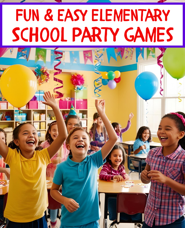Quick and easy school parrty games to play in the classroom for back to school, holiday parties, brain breaks or end of the the school year parties.