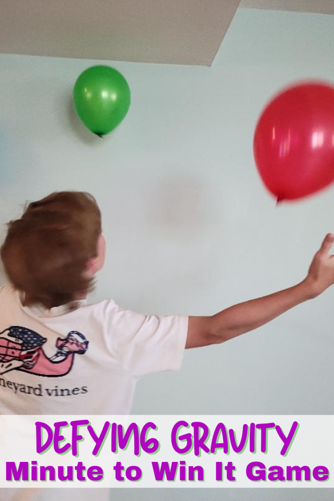 Hilarious Balloon Minute to Win it game. Players defy gravity with a keep it up challenge to keep multiple balloons up in the air for 60 seconds with 1 hand behind their back.