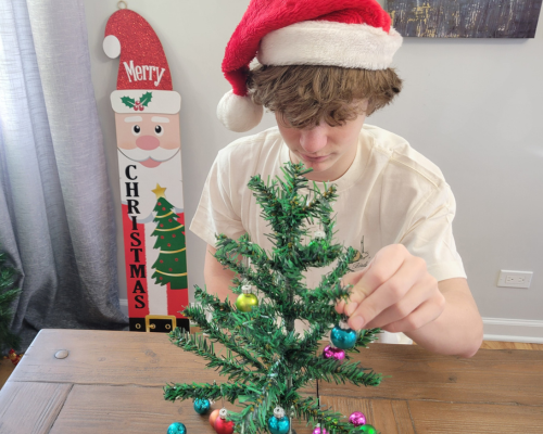 Challenge friends and family to add as many Christmas ornaments as they can to a small Christmas tree before the 1 minute timer is up. A hilarious Christmas Minute to Win It Game for parties or family game nights.