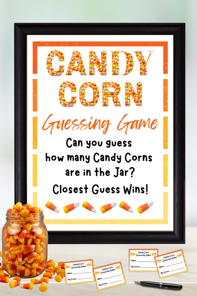 Guess how many Candy Corns are in the Jar in this fun printable Candy Corn Guessing Game Contest. Includes a printable Halloween Jar count sign, contest ballots & ballot box signs. Everything you need to play this fun Halloween & Thanksgiving game in the classroom, as Halloween Party games, Thanksgiving Day games,work games, Fall games, or office reception desk games during the Fall season.
