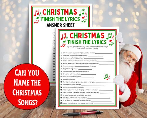 Challenge teens to finish the Christmas Lyrics in this fun printable song game. Includes the Finish the Lyrics game and answer key.