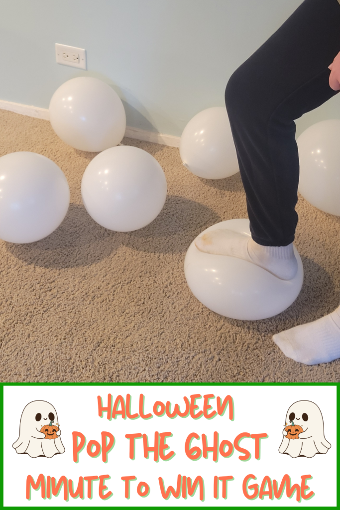 Stomp & Popl the Balloon Ghost in this Halloween Minute to Win It Game. Challenge kids, teens and adults to pop as many balloons as they can in 60 seconds. A fun Halloween party game, classroom halloween game, office game, youth group game, or adult Halloween Party game. Includeds 46 unique Halloween Minute to Win It Games.