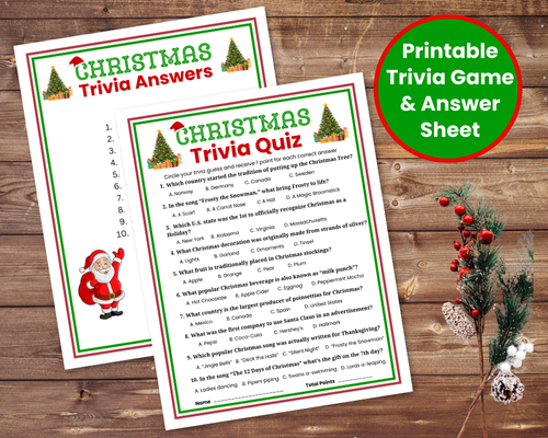 Play this fun Christmas Trivia Quiz at Christmas parties with teens or family Christmas game nights. Includes the Christmas trivia game and answer key.