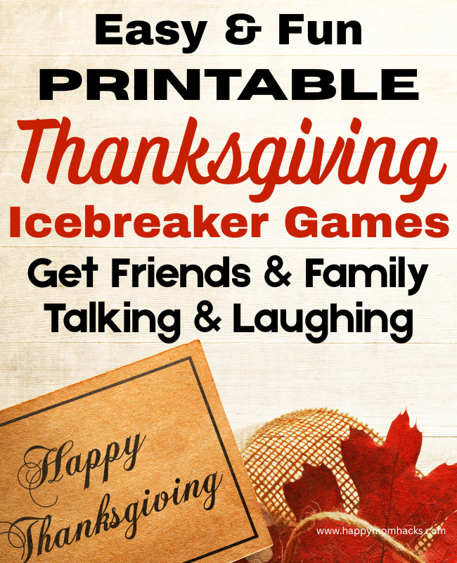 Funny Thanksgiving Icebreaker Games that are the perfect conversation starters for Thanksgiving Day and Friendsgiving parties. Play these engaging Thanksgiving games as family Thanksgiving dinner games, friendsgiving games, office thanksgiving games or classroom games.