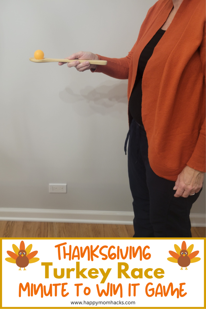 Can you balance a ping pong ball on a wooden spoon while racing friends and family in this funny Thanksgiving Minute to Win It Challenge?
