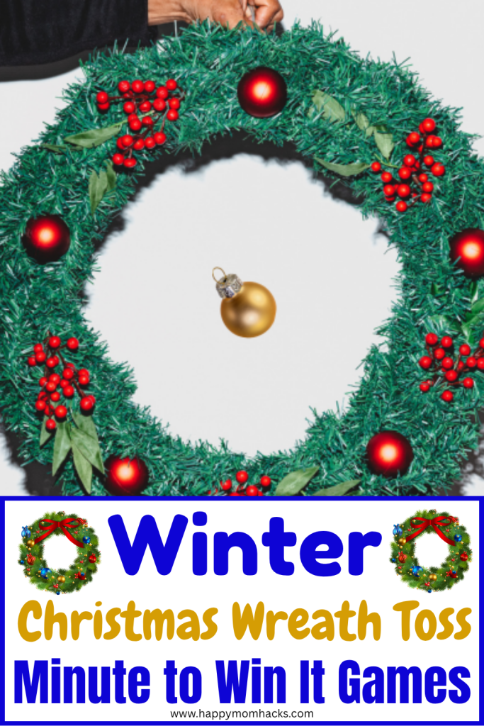 Winter Minute to Win It Game Christmas Toss Challenge. A fun Winter party game that's easy to set up and a blast to play for kids, teens and adults. Great group game for Christmas parties, winter classroom parties, teen holiday parties, office parties or family game nights.