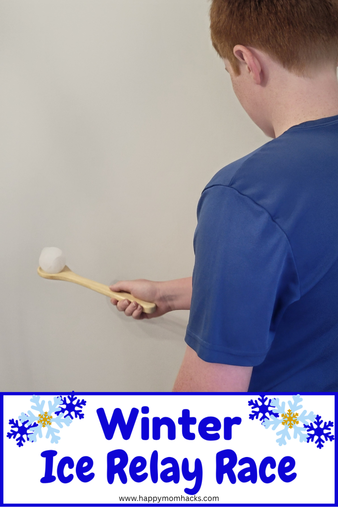Need a classroom winter party game? Play this ice relay race with kids balancing an ice block on a large spoon and then passing it off to teamates. An exciting indoor relay race that students in elementary school, middle school and high school will have a blast playing.
