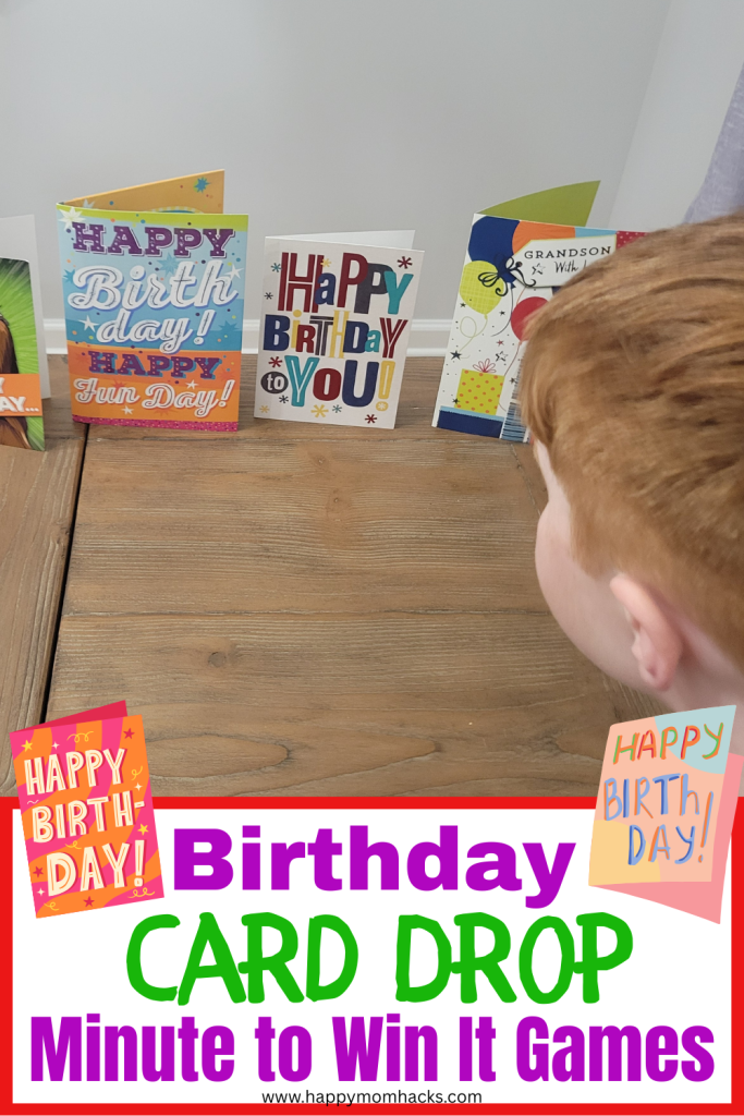 Fun 60 Second Birthday Challenge using Birthday Cards. Play this fun Minute to Win it game at birthday parties with kids, teens and adults. Race the clock to blow over the birthday cards before the time is up.