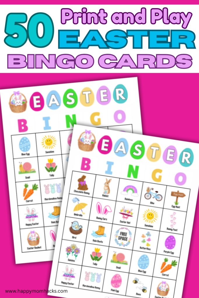 Easy print and play free printable Easter Bingo cards and calling cards for kids, teens and adults. Play this fun Easter game at Easter parties, Sunday School, youth groups, as church games, classroom games, or with family and friends on Easter Sunday. Includes two size to save on printing and enough bingo boards to play the bingo game more than once this Easter Season. Make it your new Easter Tradition!