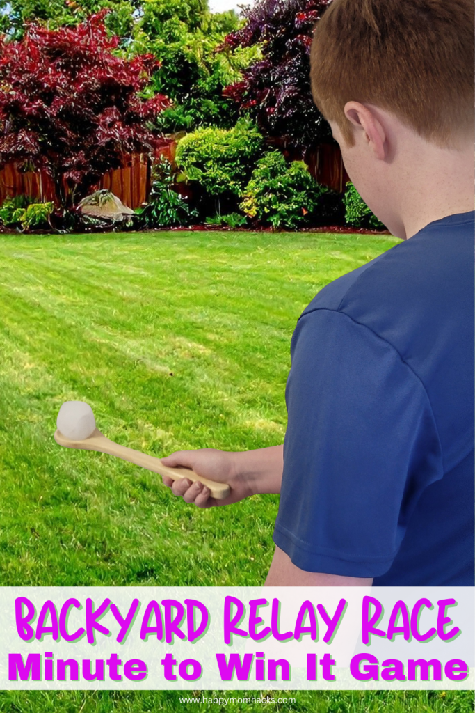 Fun Backyard Relay race balancing a ping pong ball on a wooden spoon. Exciting family reunion minute to win it game passing the ping pong ball to your teamates to try get to the finish line in 60 seconds.